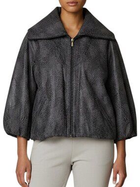 Due Per Due NWT Animal Print Puff Sleeves Wide Collar Blazer Jacket Womens L